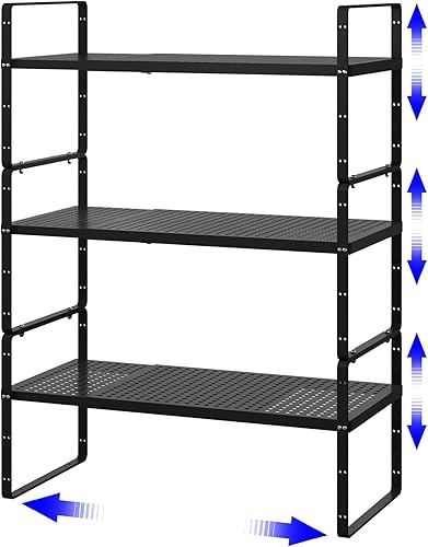 Organizador apilable expandible para mostrador, gabinete de especias, estante de despensa, estante de almacenamiento, estantes de baño, cocina, sala