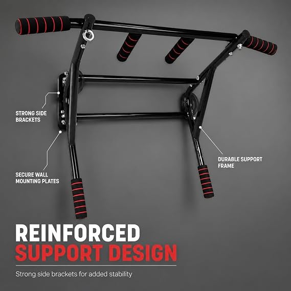 Wall Mounted Pull Up Bar & Dip Station | Heavy Duty Multifunctional Power Tower for Home Gym Chin Ups Dips Leg Raises & Strength Training Fitness Equipment