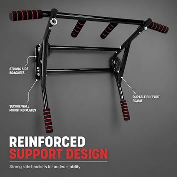Wall Mounted Pull Up Bar & Dip Station | Heavy Duty Multifunctional Power Tower for Home Gym Chin Ups Dips Leg Raises & Strength Training Fitness Equipment