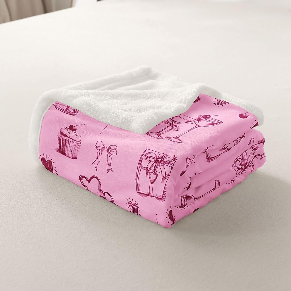 Castle Fairy Pink Valentine's Day Throw Blankets 60"×80",Boys Adult image 5