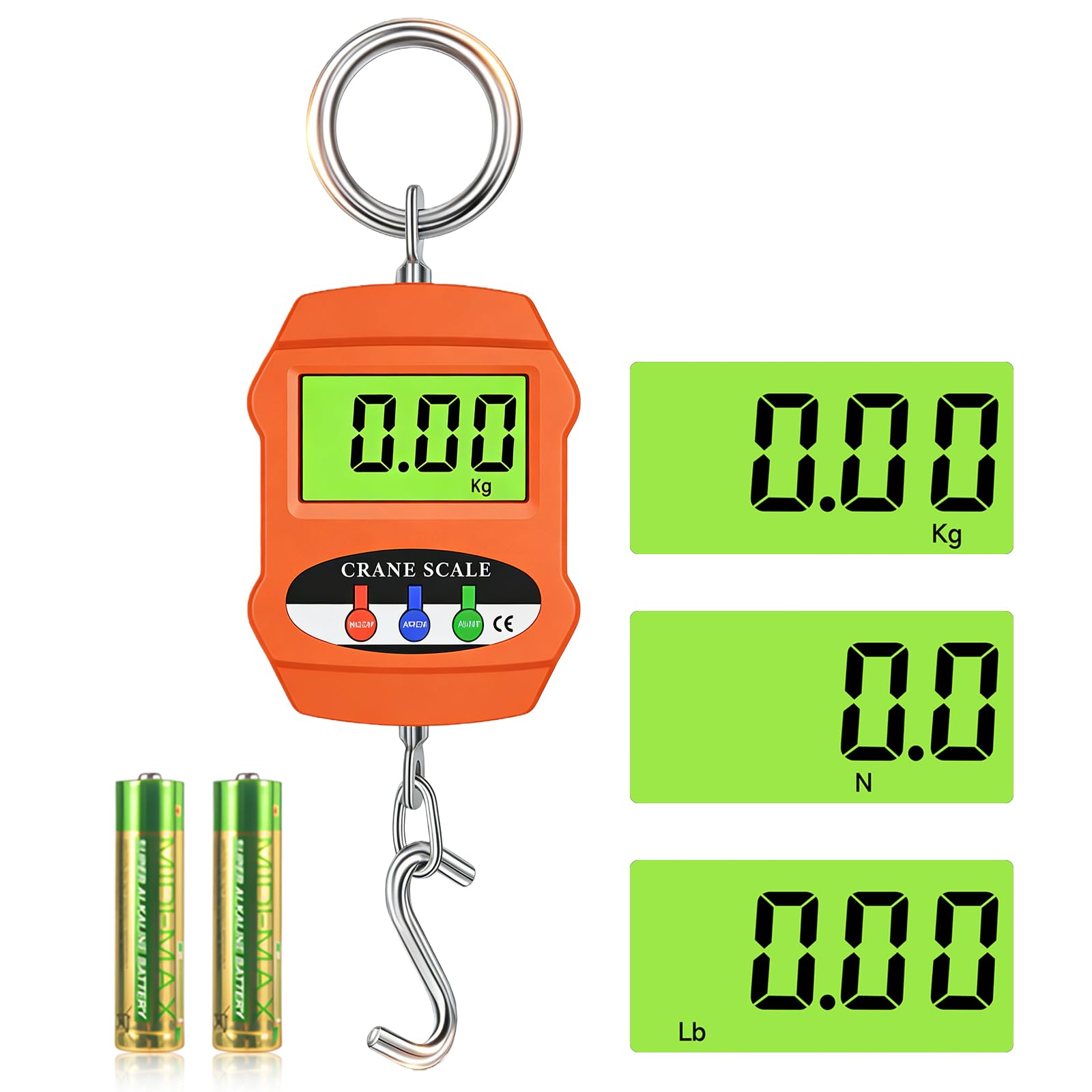 Balance Numérique Suspendue 300 kg (660 lb), Balance à Bagages Numérique avec Crochet, Balance électronique pour Grue avec écran LCD pour Grue en Aluminium pour L'agriculture la Viande