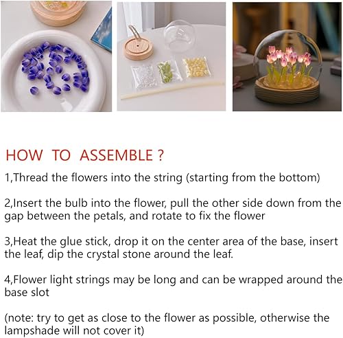 Miniatura 6 de Lámpara de tulipán, lámpara de flores artificiales, decoración de muebles hecha a mano, lámpara de mesa de flores de simulación, adornos para el