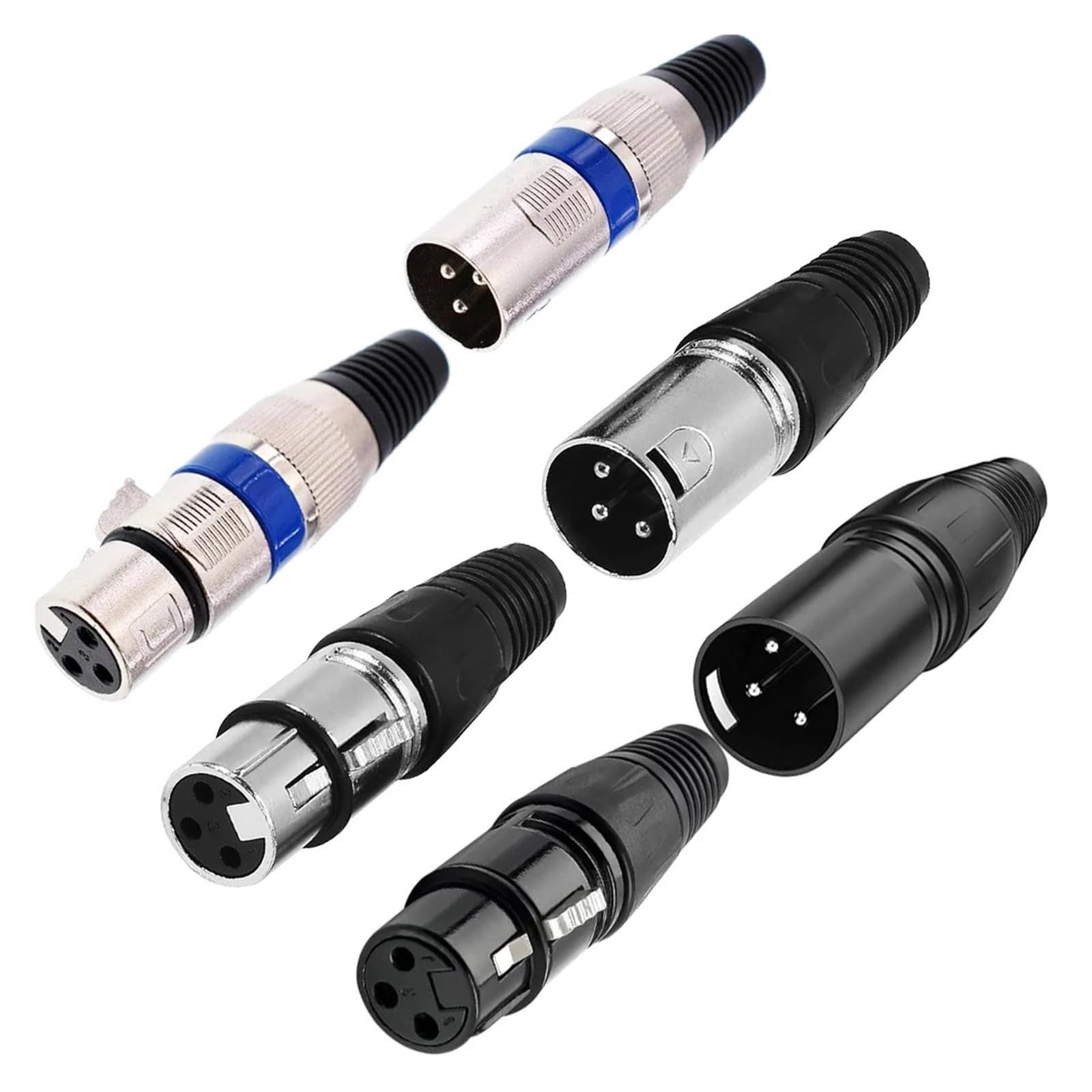 Connettore for microfono a 3 pin da 2/5/10 pezzi, spina jack maschio femmina con alloggiamento in nichel, contatti in argento for la connessione del cavo del microfono(XLR Blue Male,10Pcs)