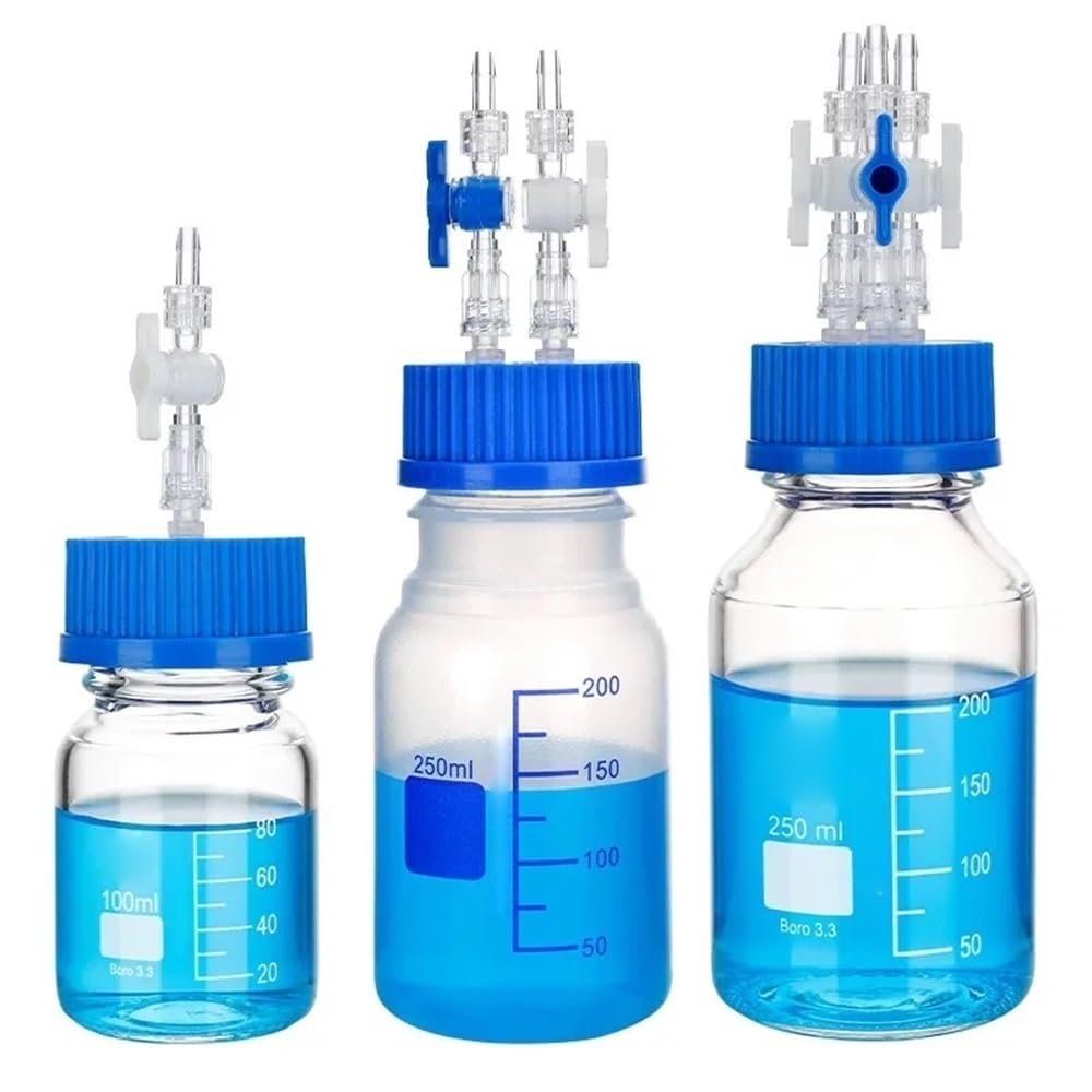 Szklana butelka z buforem ciśnieniowym, butelka do pobierania próbek z zaworem przełączającym, 100-1000 ml, korek do butelki GL45 (100 ML-2mouth)