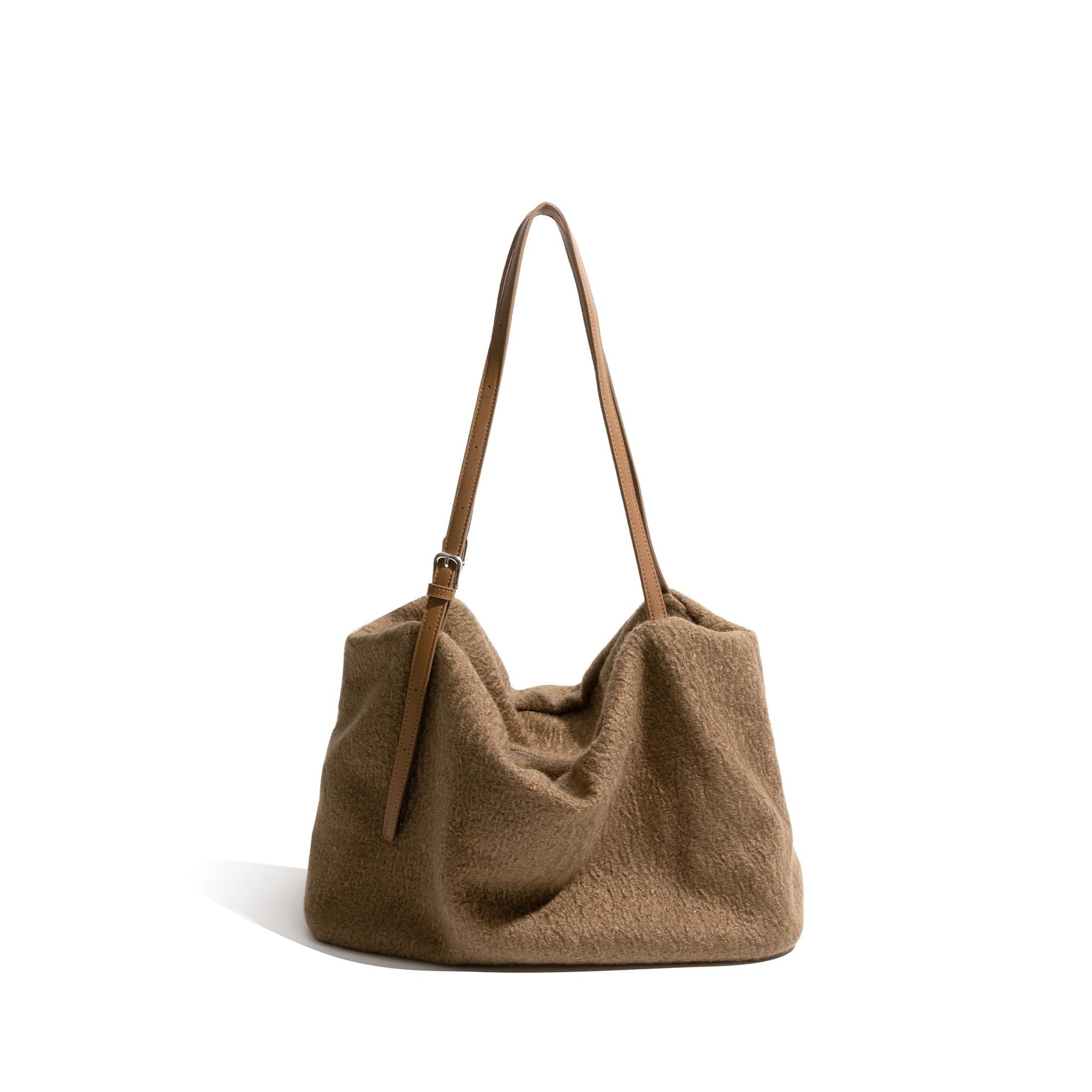Filztasche Einfache Frauen Große Kapazität Shopping Handtasche Flauschigen Filz Stoff Herbst Winter Klassische Farbe Tote Handtasche for Damen