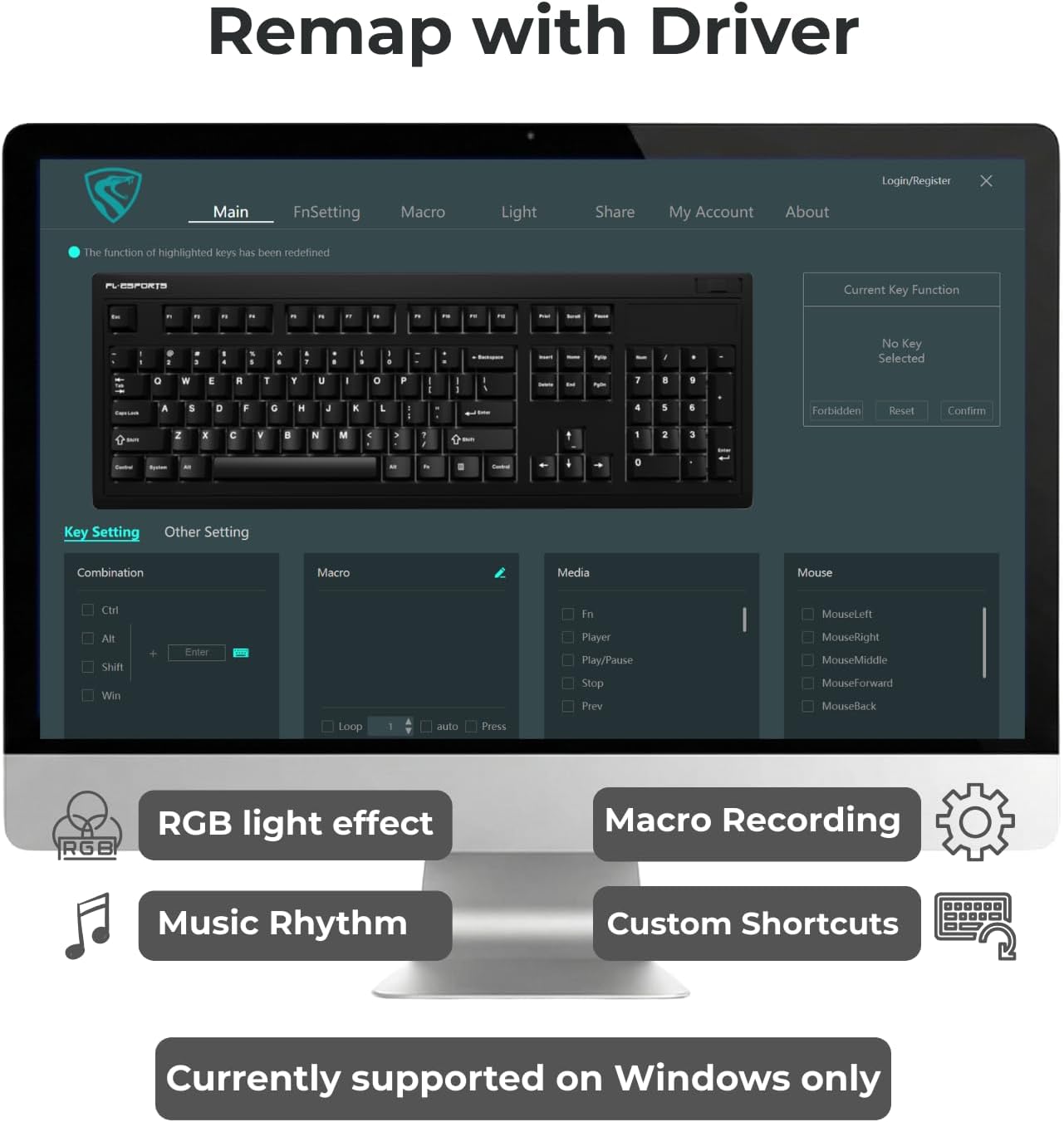 FL·ESPORTS OG104 Retro Tri-Mode Mechanical Keyboard, Full-Size Gasket Mount Gaming Keyboard, Hot Swappable, PBT Keycaps, 4000mAh for Mac/PC - Pre-lubed Creamy Linear Switches | Gray