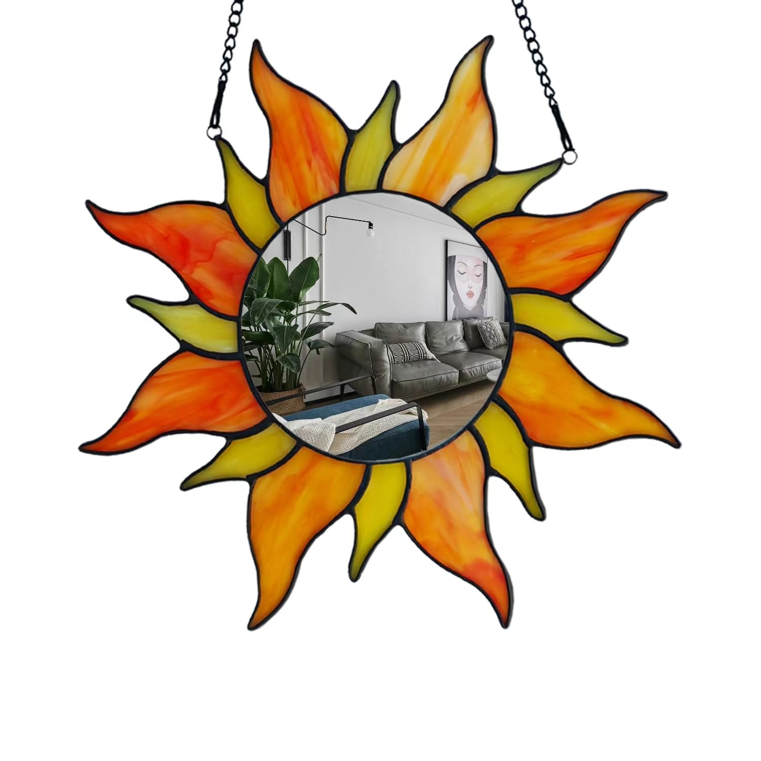 Amazon.co.jp: Holliveey ハンドメイド ステンドグラス 太陽 壁装飾