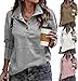 Womens Casual Collared Button Up Sweatshirts Trendy Long Sleeve Pullover Tops Fall Sweater Outfits with Pockets (Brick Red,Medium)
