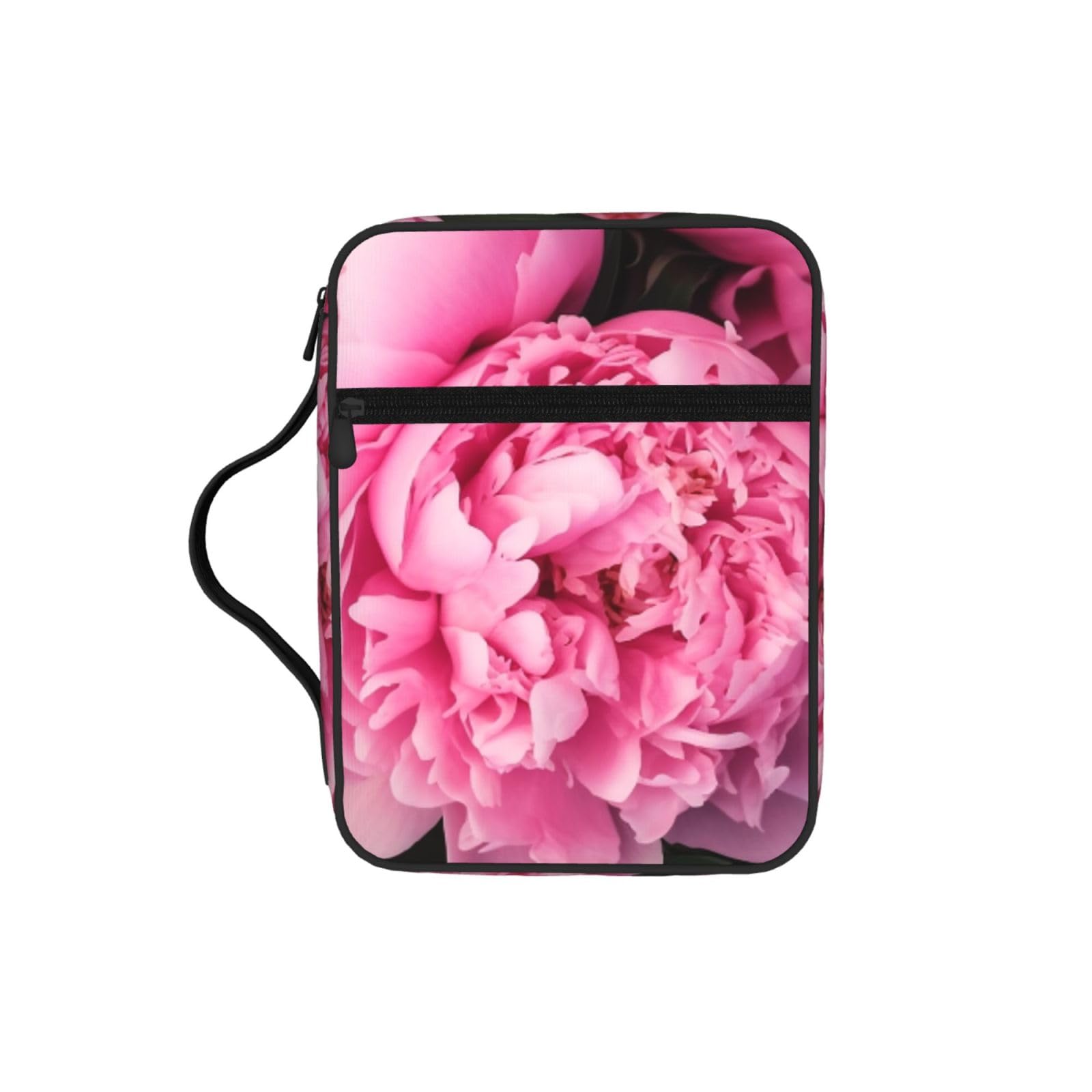 Pink Peony Bible Cover Case Waterproof Bible Bag With Handle Organizer Storage Book Cover For Bible Study