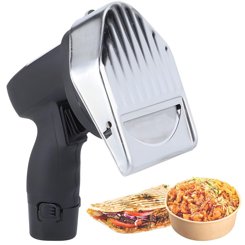 Affettatrice elettrica per carne di kebab, tagliatrice di carne arrosto senza fili da 80 W, spessore regolabile 0-8 mm, affettatrice portatile per doner kebab per ristoranti, arrosti, snack bar