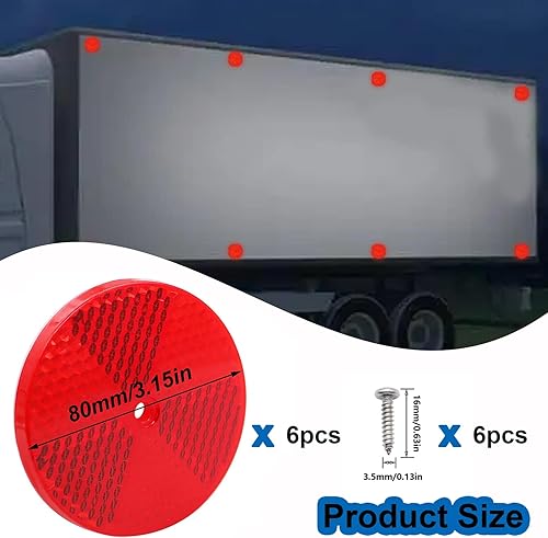 Miniatura 58 de smseace Paquete de 15 reflectores de seguridad rojos – Remolque autoadhesivo, coche, RV, motocicleta, coche, autobús reflectores