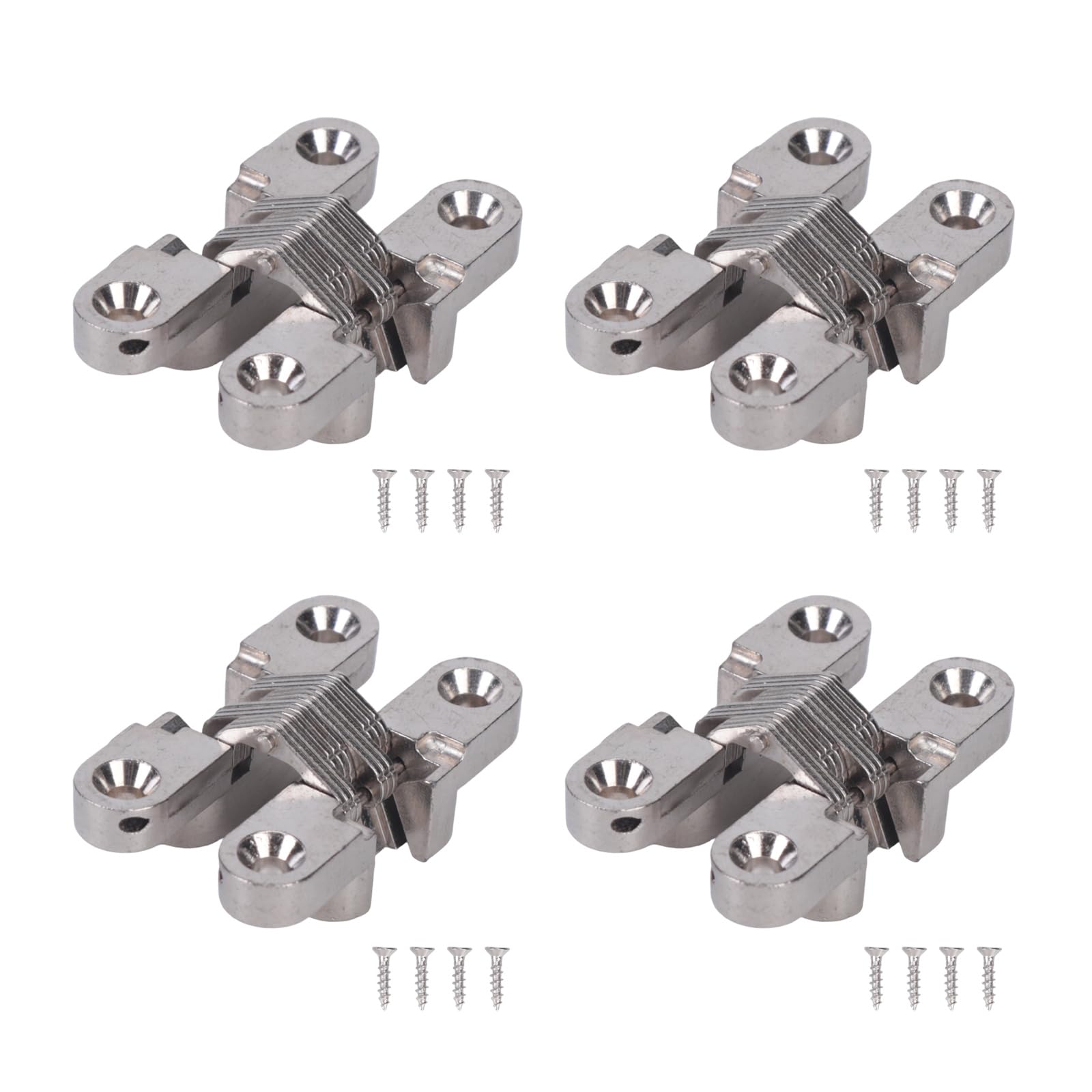 4Pcs Stainless Steel Folding Hinge for Screen Door and Table Flap Invisible Designs Crossed Hinges for Home Cabinet Repairing Rustproof Hinge