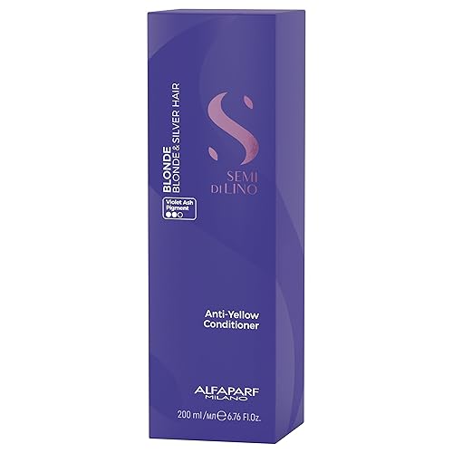 Miniatura 5 de Alfaparf Milano Semi di Lino - Acondicionador para cabello rubio anti-amarillo, acondicionador morado para cabello rubio, plateado o cobrizo,
