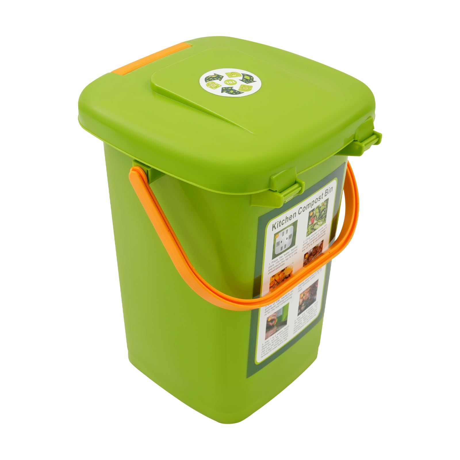 Plastikowy pojemnik na kompost o pojemności 15 l, z podwójną pokrywką, z płytą filtrującą, kompostownik uszczelniający zapachy, mały kosz na kompost do ogrodu, kosz na kompost na odpady organiczne