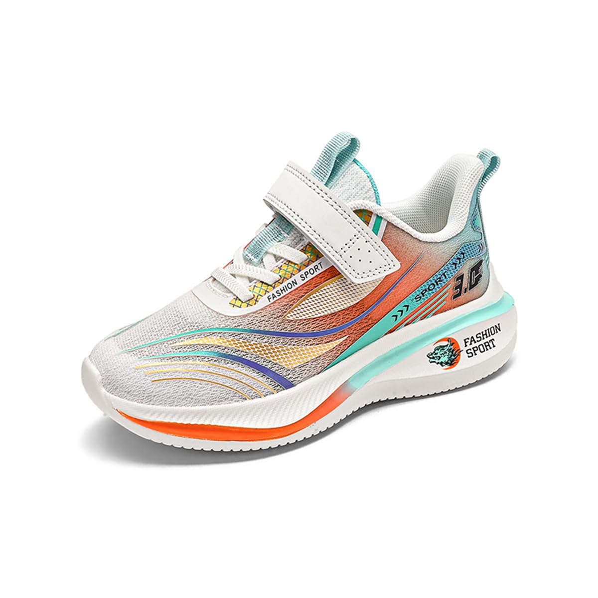 MG ZERVIX Kids Lightweight Fashion Sneakers Breathable Running Shoes (White, Big Kid, Men, 4, Numeric, US Footwear Size System, Medium)