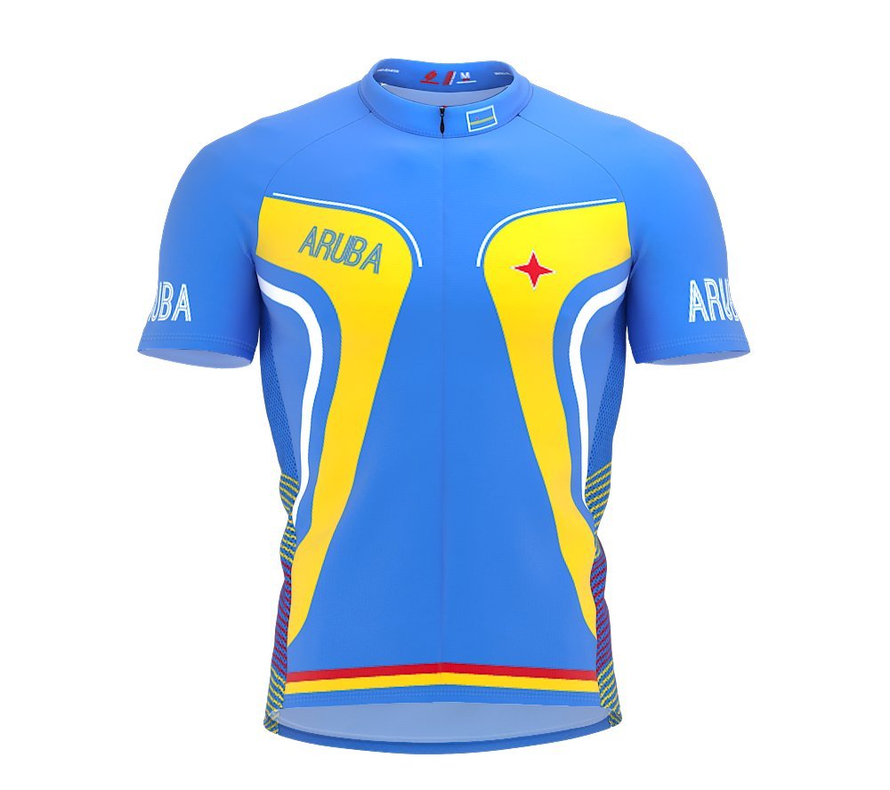 Aruba Full Zipper Bike Short Sleeve Cycling Jersey for Men - Size M Multicolored