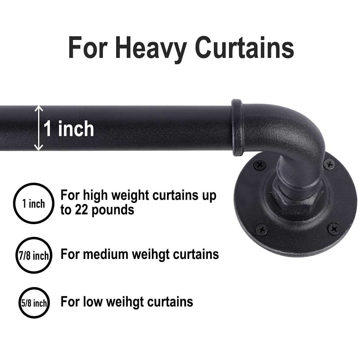 Buy Industrial Pipe Window Curtain Rod, Curtain Rods, 1 Inch Industrial