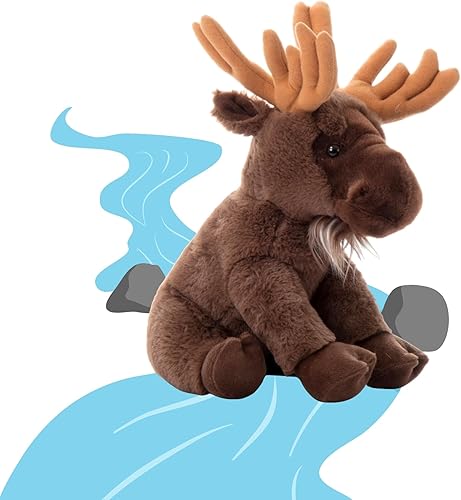 The Petting Zoo Peluche de alce, regalos para niños, animales salvajes del zoológico Onez, juguete de peluche de alce sentado de 12 pulgadas