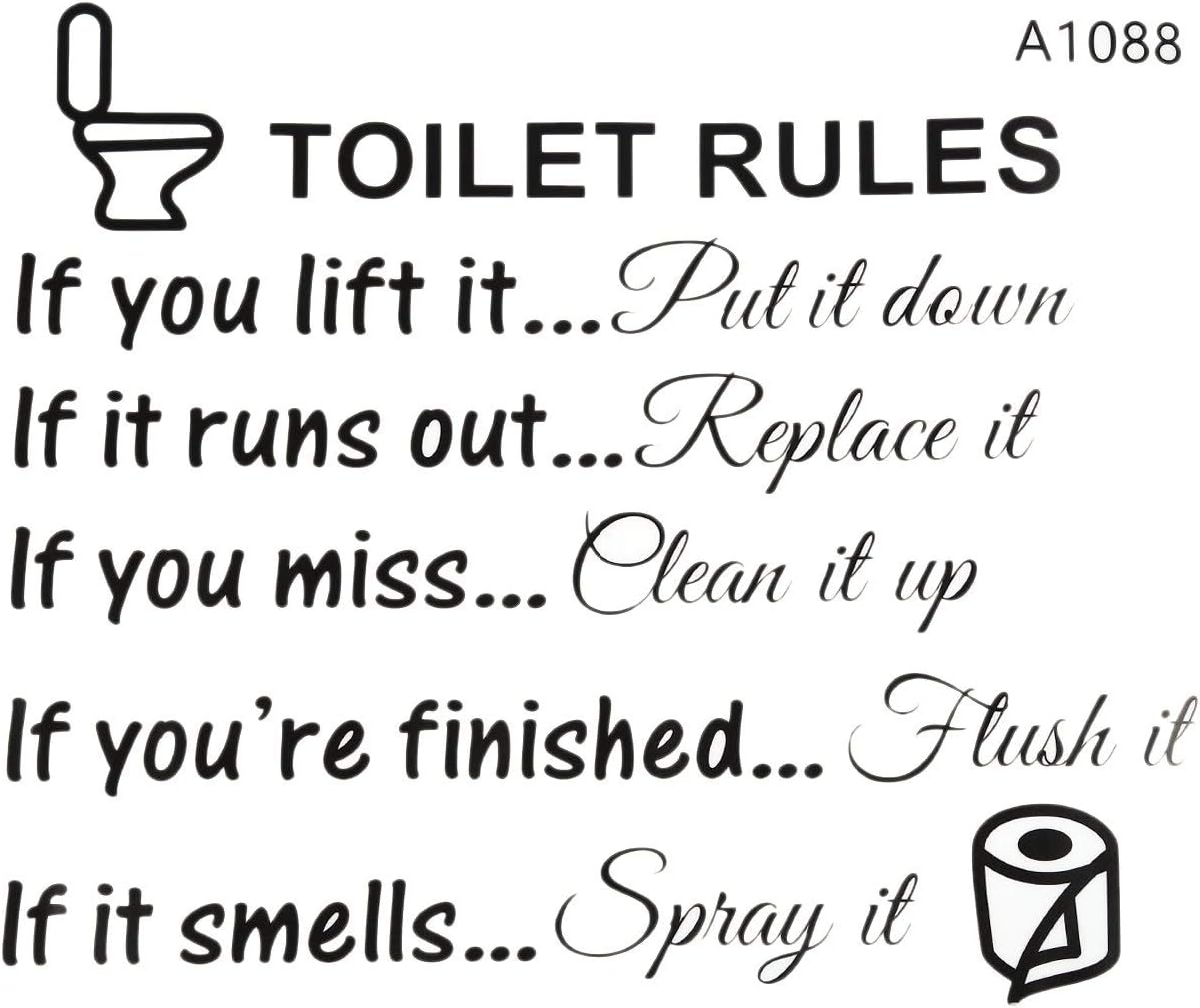 Midream Toilet Rules Bathroom Removable Wall Sticker Vinyl Art Decals DIY Home Decor 25 * 29cm, Black