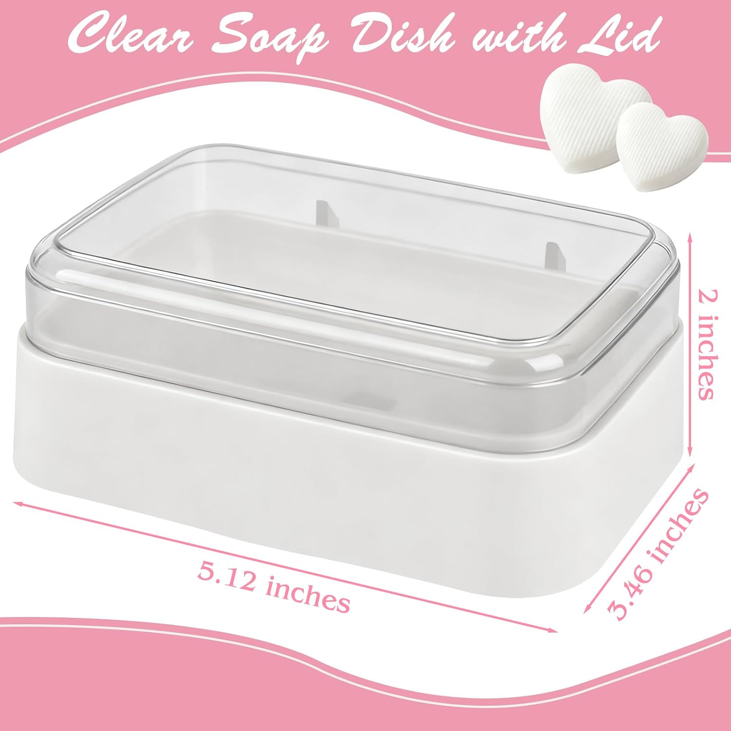 3 Pack Clear Soap Dishes with Lid Travel Soap Containers Lightweight Plastic Bar Soap Holder Boxes with Cover Portable Soap Case for Kitchen,Shower,School,Gym (3, White)