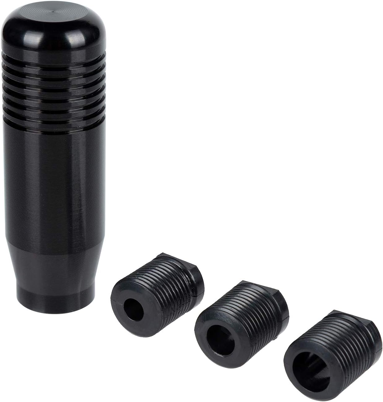 PossbayUniversal Gear Shift Knob Manual Gear Shifter Stick Car Shifter Adapter with 3 Adapters 8mm 10mm 12mm for Cars Aluminum Alloy Leather (Black)