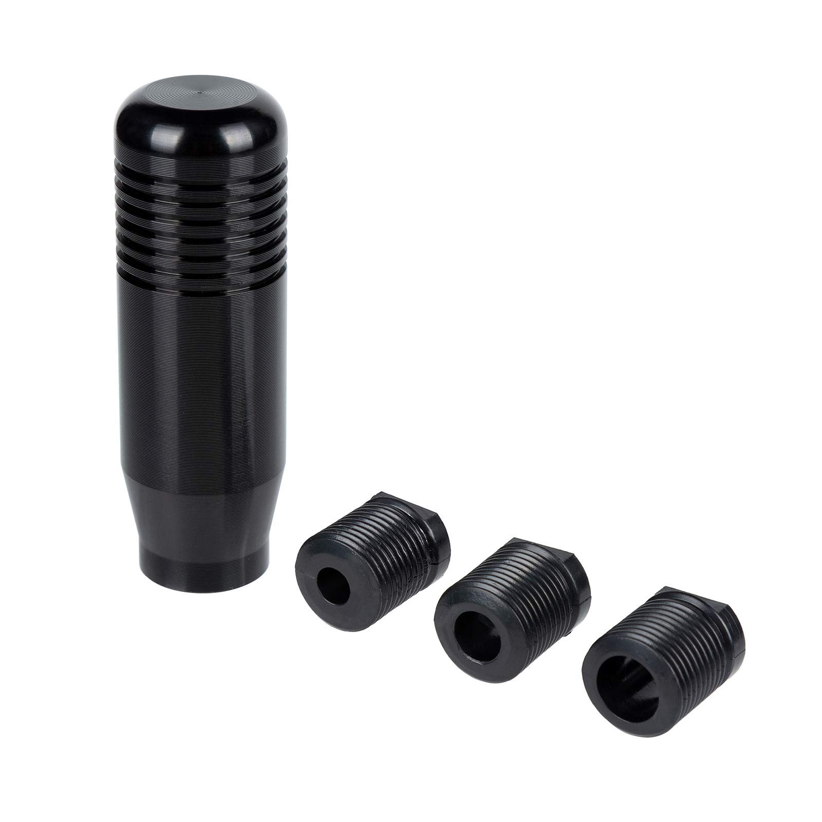 PossbayUniversal Gear Shift Knob Manual Gear Shifter Stick Car Shifter Adapter with 3 Adapters 8mm 10mm 12mm for Cars Aluminum Alloy Leather (Black)