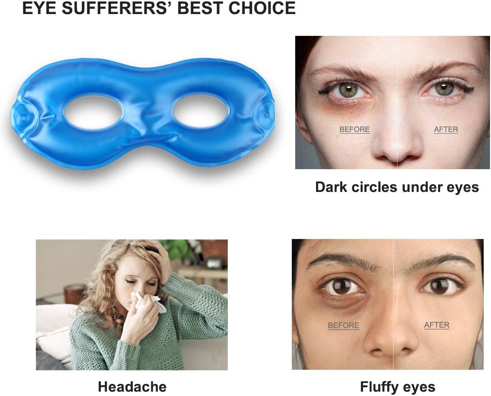 Fitglam Pure Silk Sleep Mask + Reusable Cold/Hot Therapy SPA Gel Eye Mask Set - Improve Sleeping, Alleviate Puffy, Swollen Eyes, Fatigue, Headache and Tension (Black with White Eyelashes & Gel)