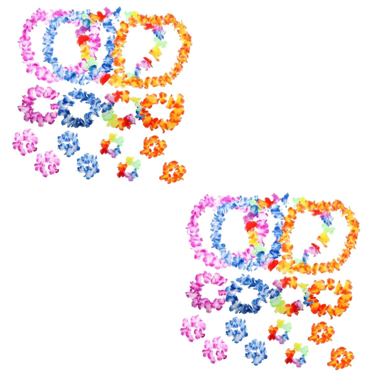 ABOOFAN 2 Sätze Hawaiianische Lei Blumengirlande künstliche blüten Weihnachtsdekoration Kinderarmbänder Halsketten Stirnband Hawaii-Blumenarmbänder Hawaii-Leinen Blütenblatt Kranz