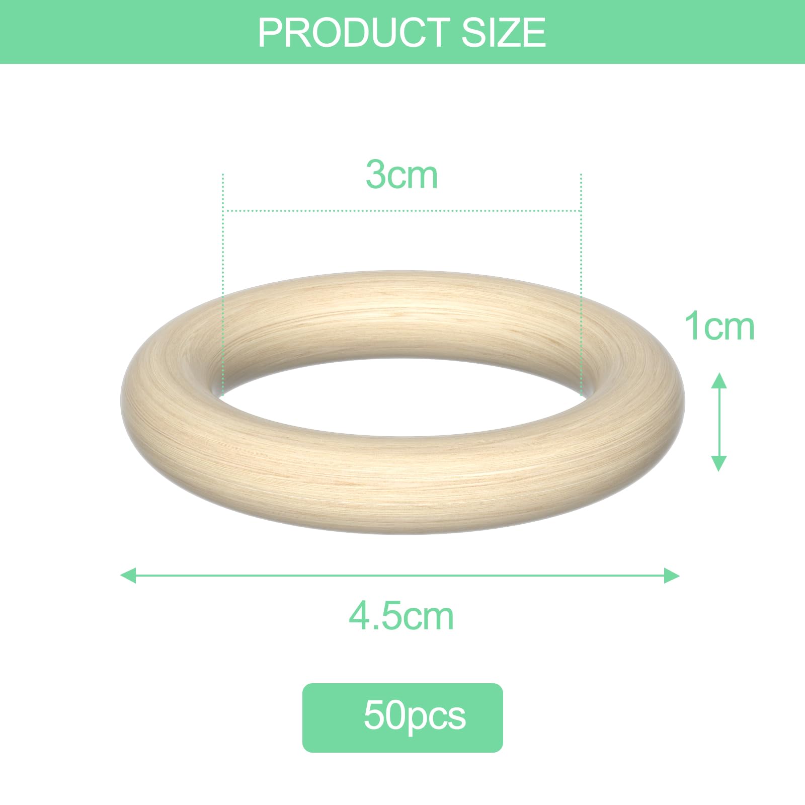 50 Anneaux En Bois De Noyer 55mm - Anneaux Macramé Lisses - Pour DIY, Décoration, Bijoux, Rideaux