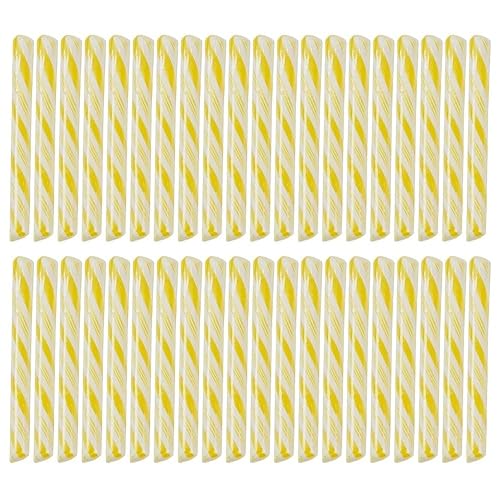 Palitos de caramelo antiguos, envueltos individualmente, bastones de caramelo nostálgicos, 80 piezas (amarillo)