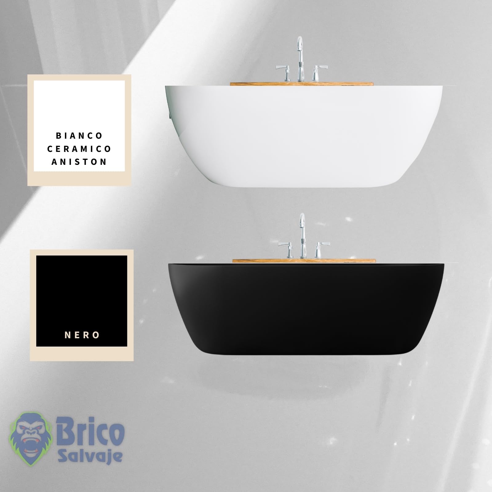 Vernice per vasca da bagno con finitura LUCIDA a due componenti 600+150 ml | facile applicazione | finitura ceramica (beige chiaro scarlett)