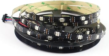 WS2812B 5050 RGB LED Strip 30 Led/M Individual Addressable Full Color Flexible Pixel Rope Light Non Waterproof IP20 DC5V Pack of 5M Black PCB