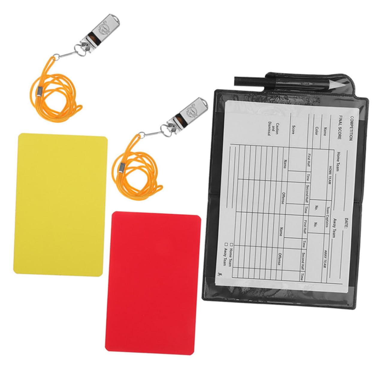 VICASKY 1 Set Standard Referee Cards Whistles Notepad Pen Kit for Soccer Games Complete Football Referee with Cards for Accurate Game Management
