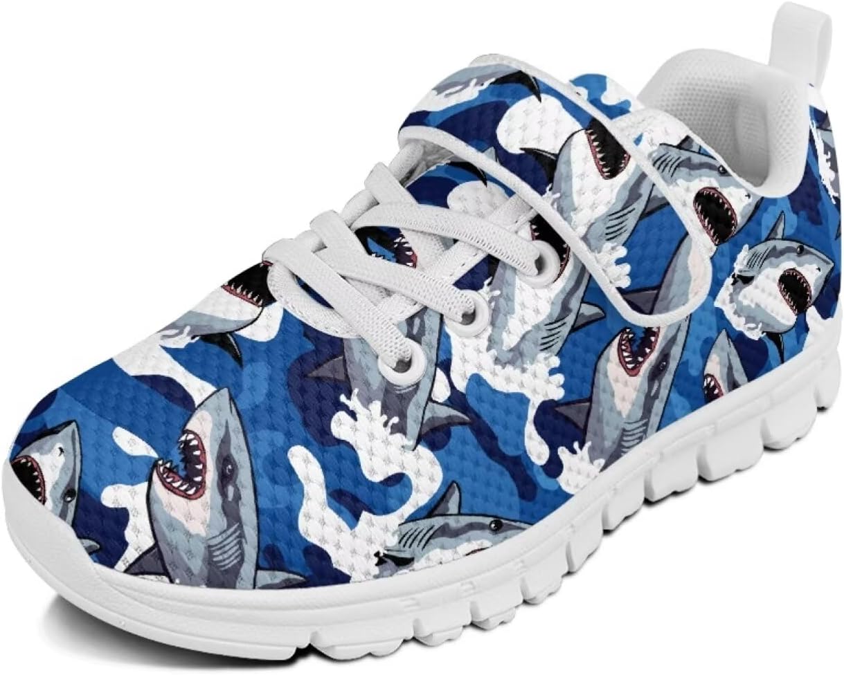 Forchrinse Blue Sea Turtle Print Little Kids Sneakers for Boys Girls Lightweight Sport Athletic Running Shoes Non Slip Causal Strap Sneakers Size 11-2