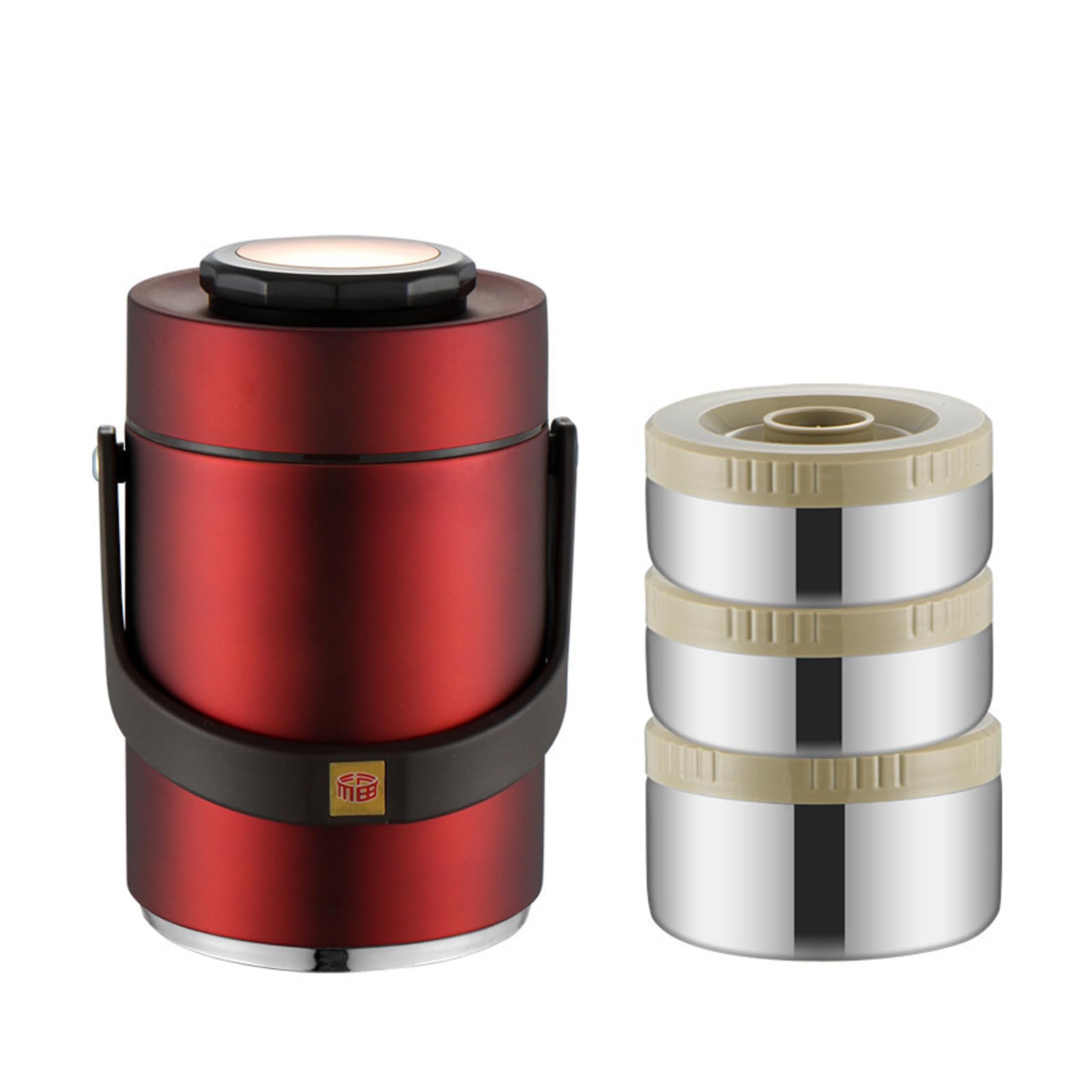 Nucelit Nonrust Steel 3 Compartment Thermal Food Container Leak Proof Insulated Lunch Box for Travel Gym Insulated Food Jar