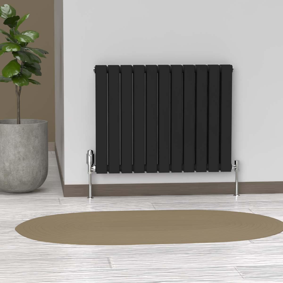Lux Heat Black Flat Horizontal Double Panel Designer Radiator 600Mm (H) X 770Mm (W)