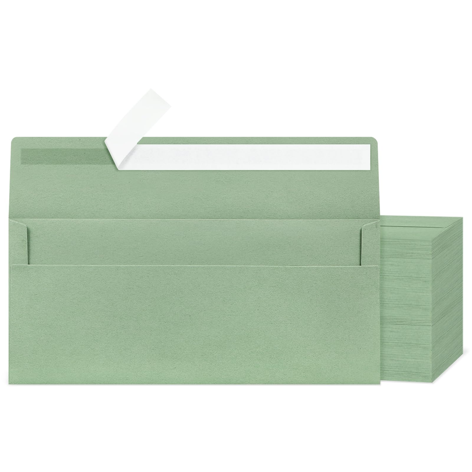 Mulbozy 200Pcs #10 Sage Green Envelopes Letter Size Windowless Self Seal
