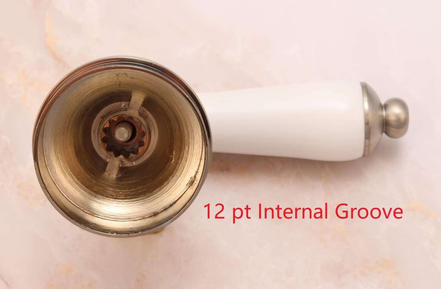 Fit Price Pfister Lever Porcelain Handles, Fit Pfister Compression Stems 12 Spline Connection, with Polish Brass Trim - by PlumbUSA