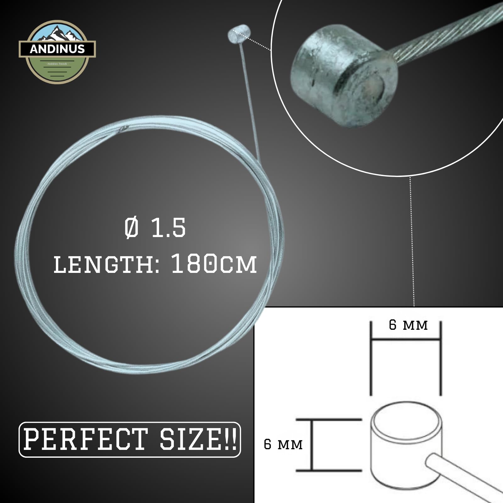 Leve freno per bicicletta con cavi - Set di leve freno con cavi 1,5 x 1800 mm - Ricambio universale (polimero e alluminio)