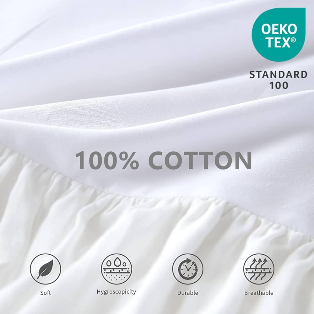 セット Amazon.com: BISELINA White Ruffled Bed Skirt 22-Inch