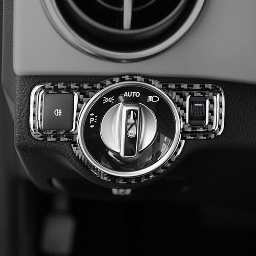 Miniatura 5 de Fibra de carbono, para accesorios Mercedes Benz, adhesivo para botón del interruptor de los faros para Mercedes Benz A, B, C, E, G, Clase CLA, GLA,