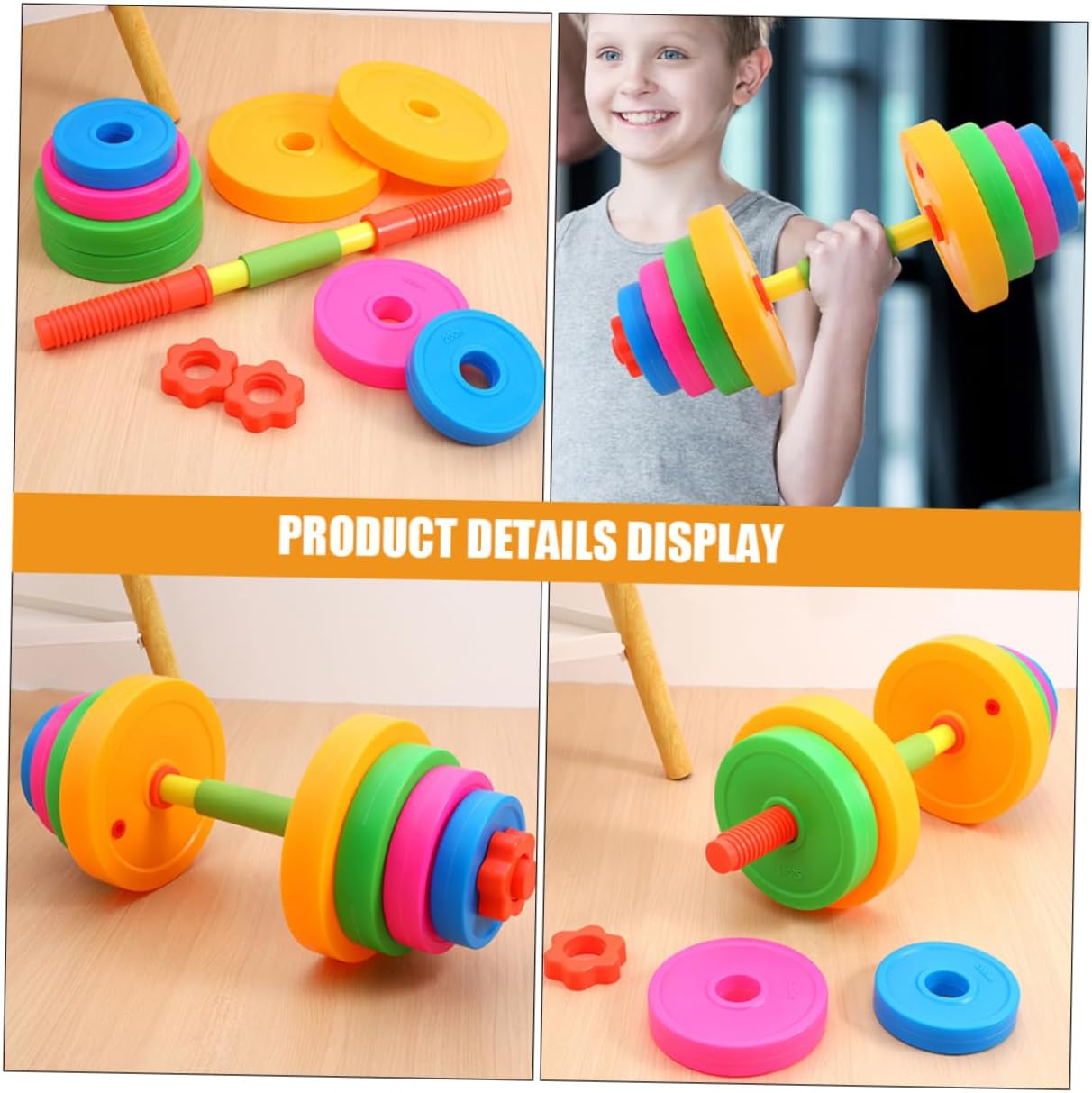 TOYANDONA Adjustable Plastic Dumbbell and Barbell for Boy Girl Weights for Toddlers Lightweight Design for Active Play and Parent-boy Girl Interaction for Kindergarten and Preschool Exercise