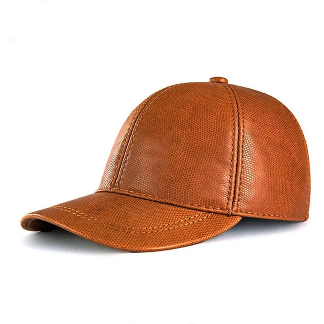 Gorra de béisbol de piel auténtica para hombre y mujer, gorra ajustable de piel de vaca