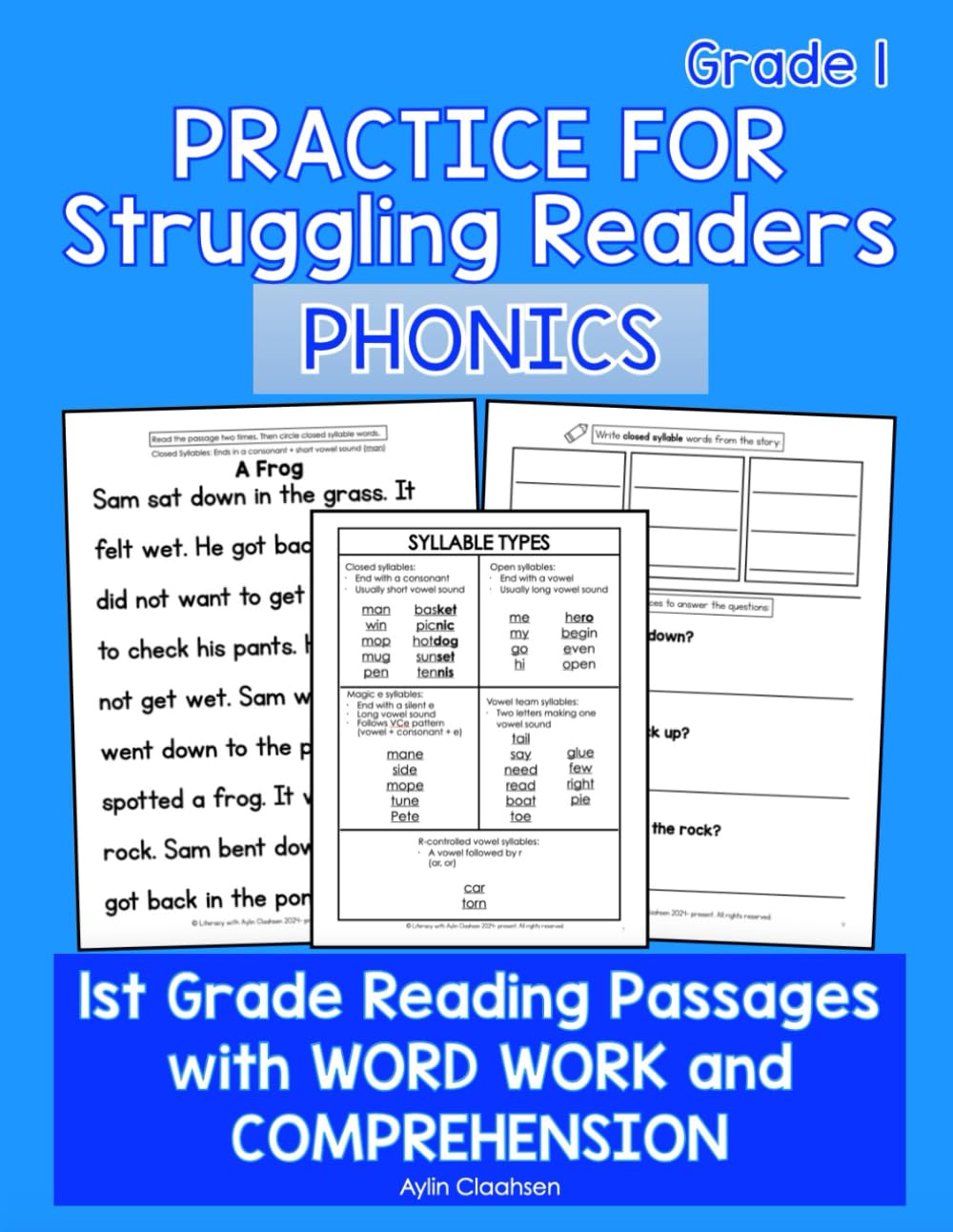 Phonics Practice for Struggling Readers 1st Grade Workbook: Phonics Practice for 1st Grade, Grade 1 Reading Passages with Word Work and Comprehension ... Practice Passages for Struggling Readers)