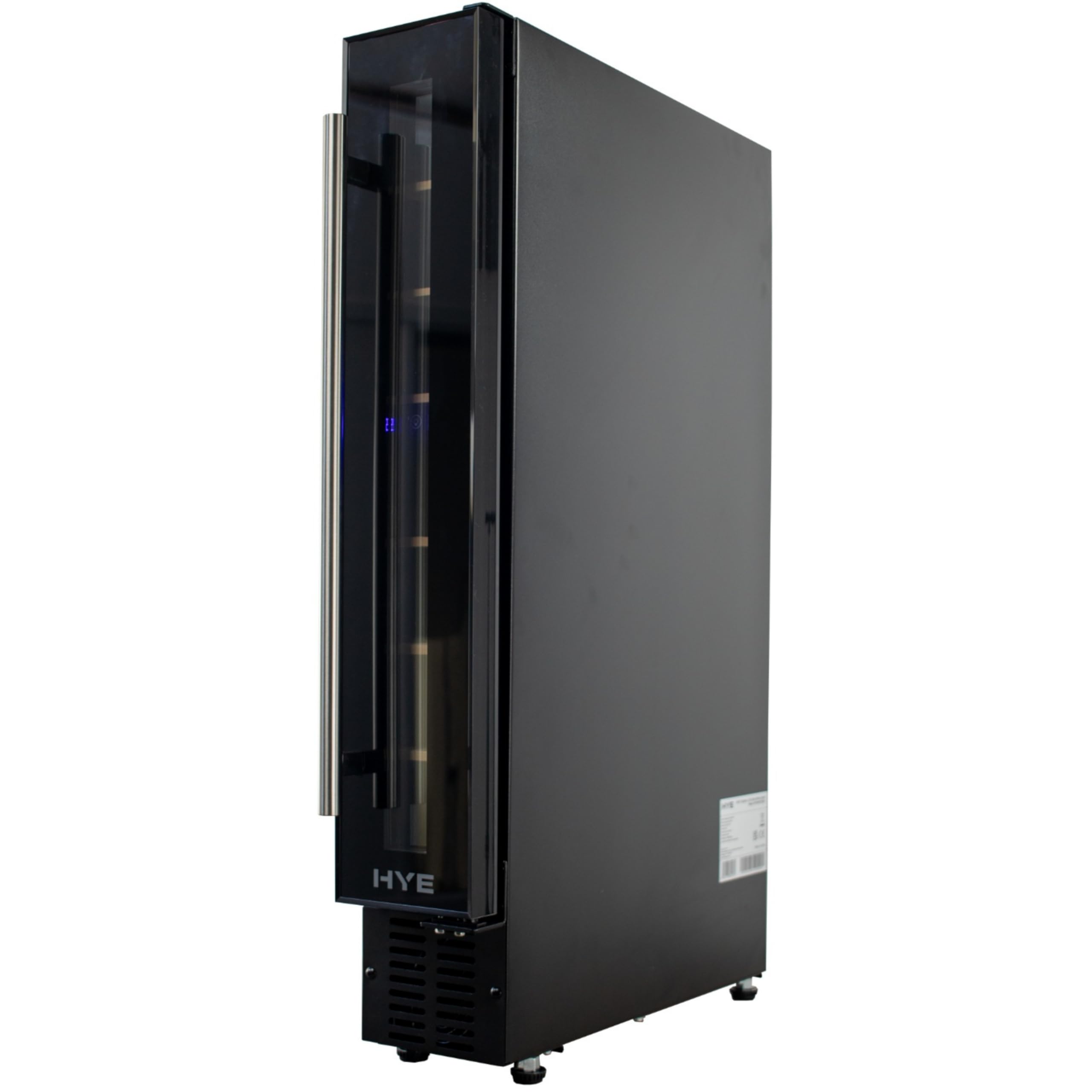 HYE Wine Cooler - Wine Fridge With 7 Bottle/22L Storage, 14.8CM Width, Wooden Shelves, LED Top Lighting, Temperature Range Adjustment, 39 dB Operation, Perfect For Kitchens & Home Bars - RF01WC7SB31 — view 3