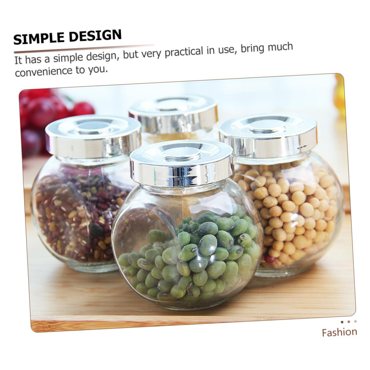 Set di 8 Barattoli in Vetro per Conservazione Alimenti Coperchio Ermetico, Contenitori Cucina Trasparenti per Mantenere Freschi Snack e Spezie