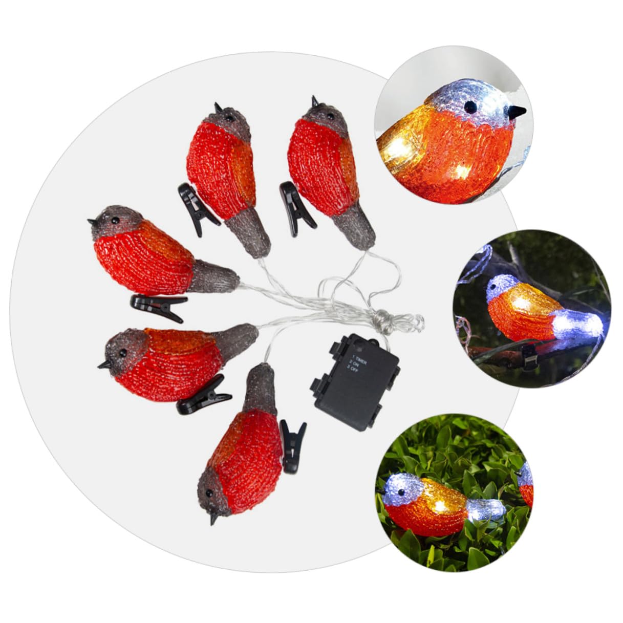 Ipetboom Lichterkette mit Kreativem Vogelmotiv aus Acryl und Kunststoff Rote LED Partybeleuchtung für Restaurant und Hotel mit Ip65 Schutz