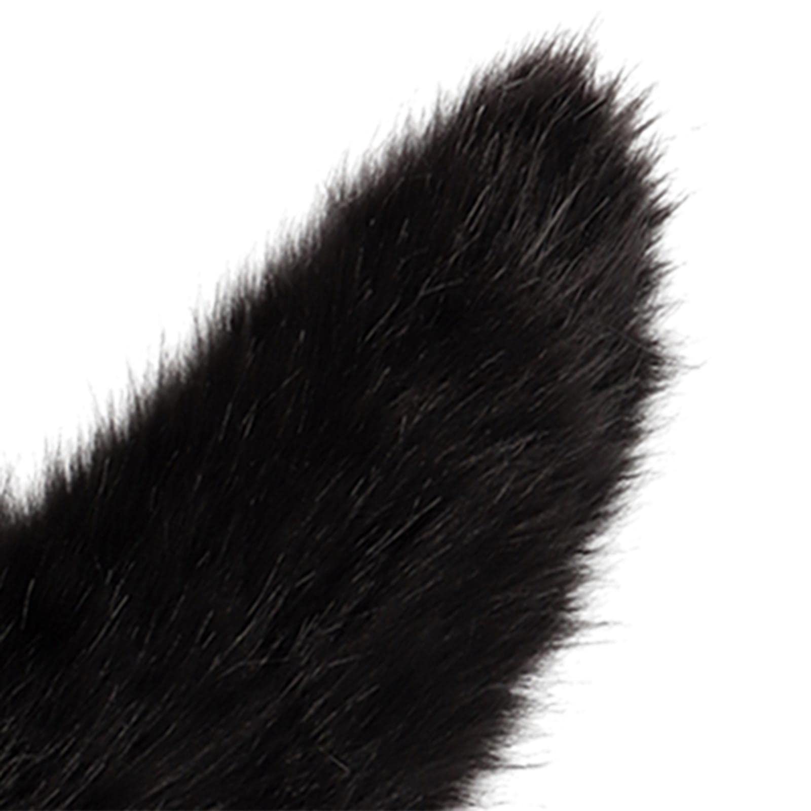 Cola de Gato de Peluche con Orejas Y Clip, Diadema de Orejas de Peluche, Conjunto de Cola para Accesorios de Disfraces de Fiesta de Halloween, Negro, Individual