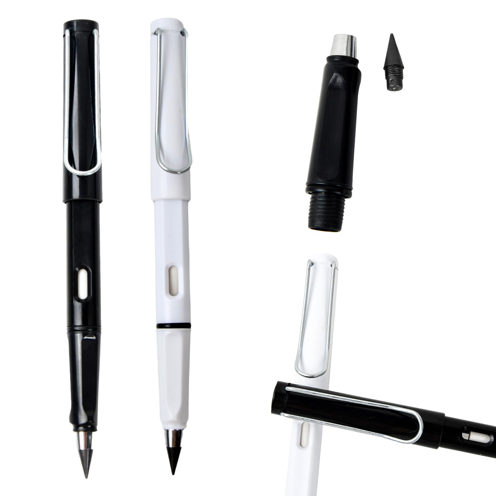 2 piezas lapiz infinito,lápiz,para Escribir Dibujar bolígrafo sin tinta HB grafito punta de bolígrafo en espiral con goma de borrar Hogar Oficina Material escolar