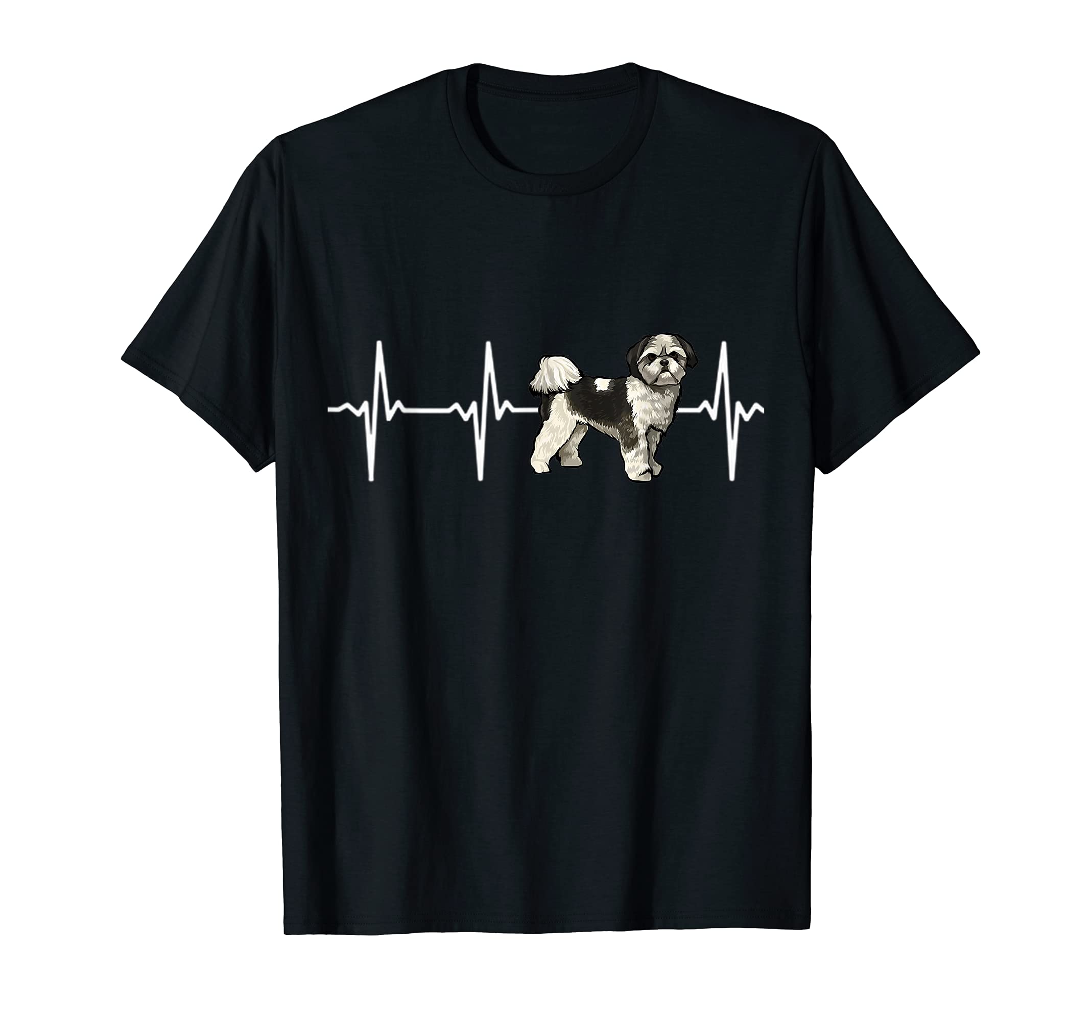 Shih Tzu Heartbeat Love My Dog T-Shirt, Black
